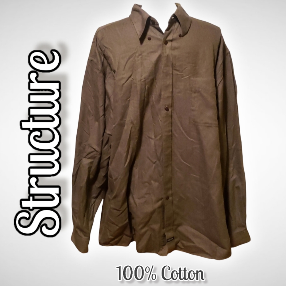 Structure Men's 100% Cotton Fitted Dress Shirt L